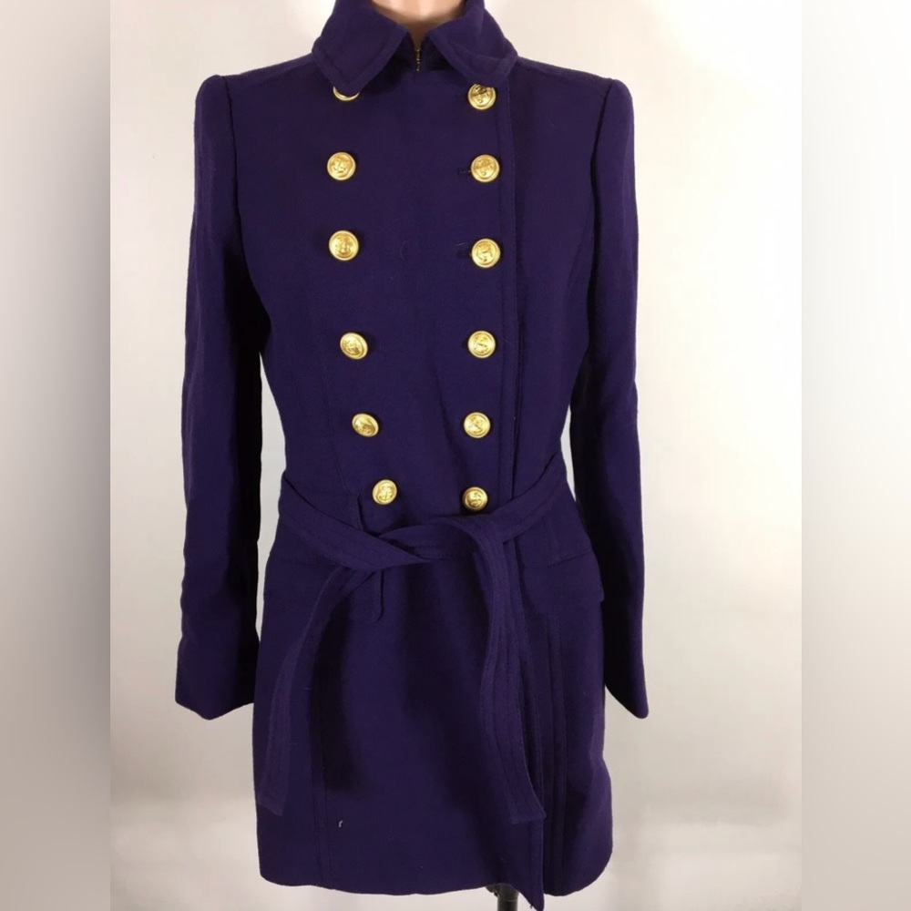 J Crew Vintage Womens Purple Double Cloth Wool Double Breasted Coat